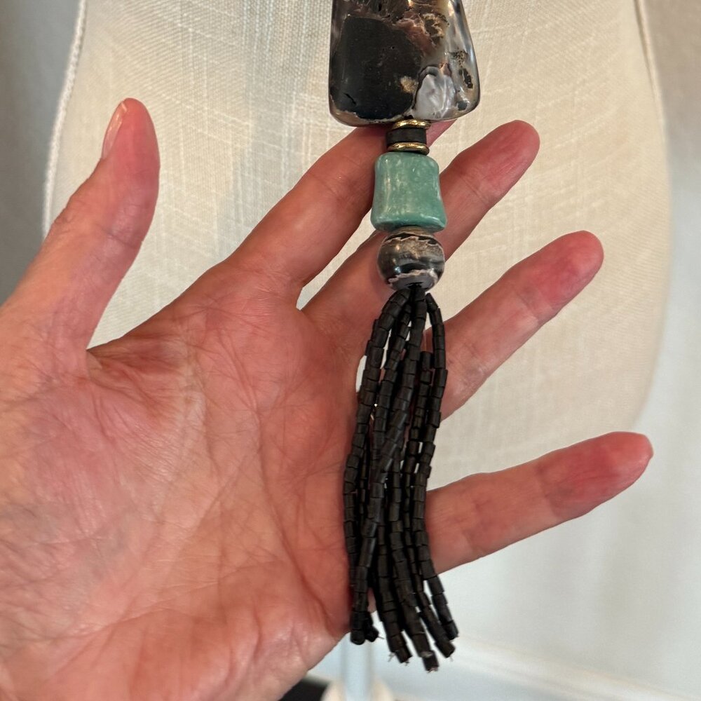 Vintage Tribal Beaded and Stone Necklace - Picture 3 of 13